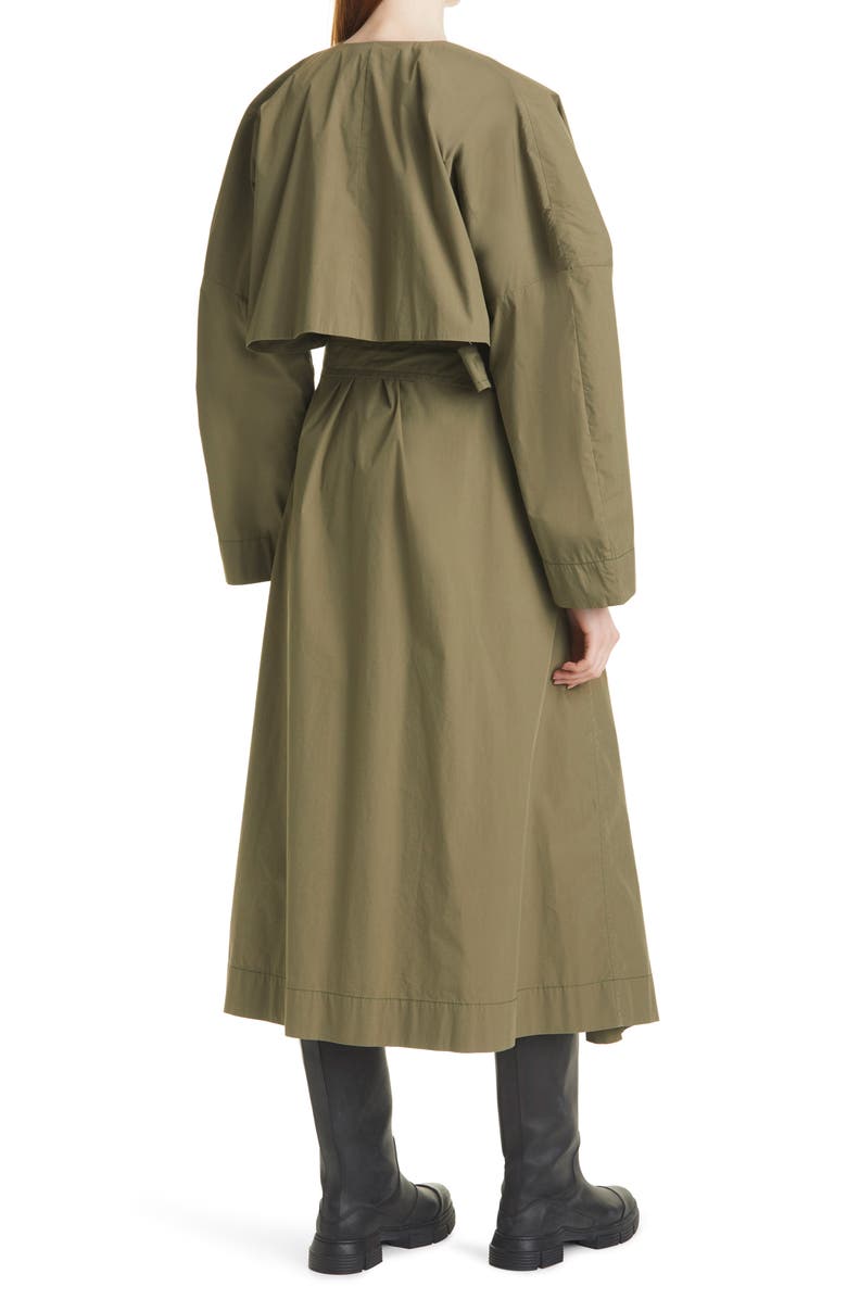 Ganni Stretch Canvas Trench Coat, Alternate, color,
