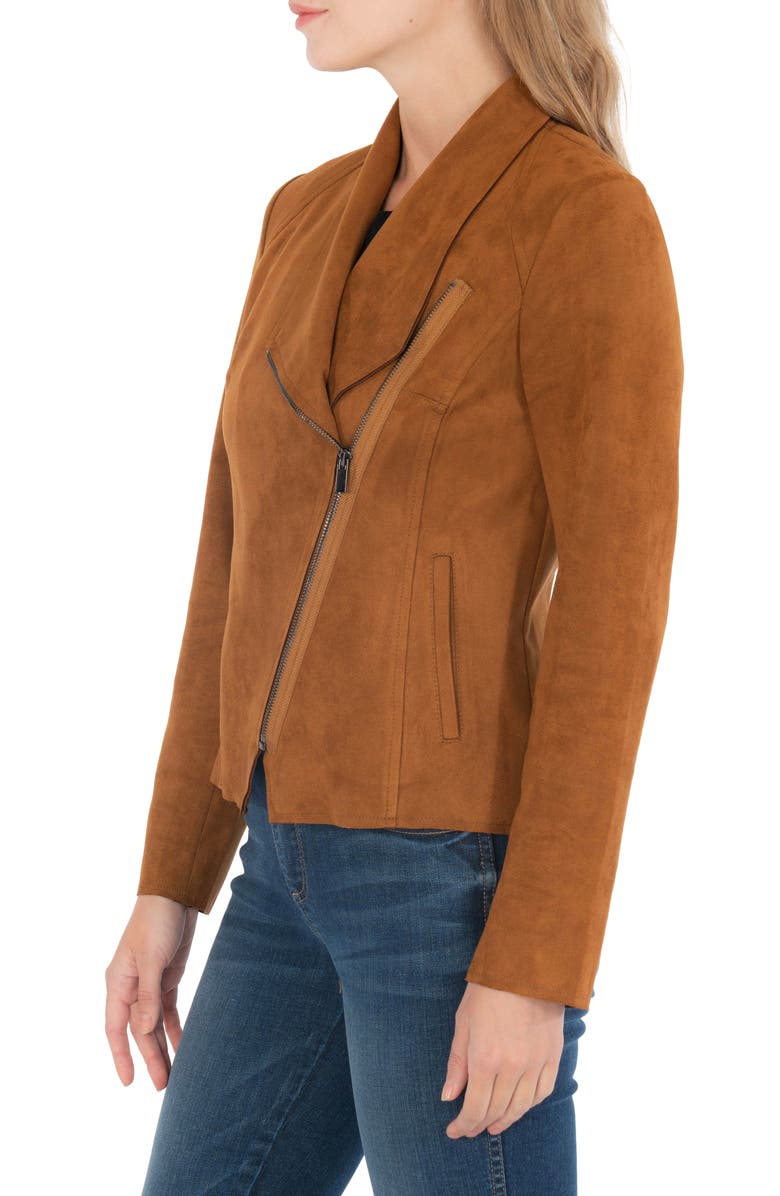 KUT from the Kloth Carina Faux Suede Drape Moto Jacket, Alternate, color, 