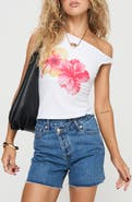 Princess Polly Edwardi Hibiscus One-Shoulder Graphic Top
