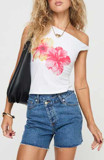 Princess Polly Edwardi Hibiscus One-Shoulder Graphic Top