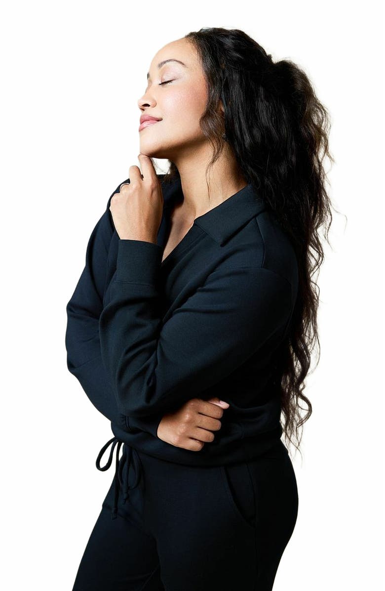 Softies Athleisure DreamTech Johnny Collar Jogger Set, Alternate, color, Black