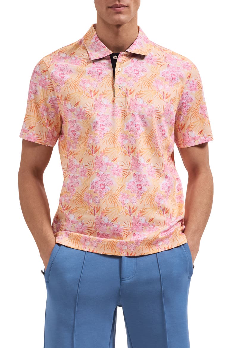 Hendrix Floral Pima Cotton Polo, Main, color, PEACH