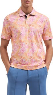 Bugatchi Hendrix Floral Pima Cotton Polo
