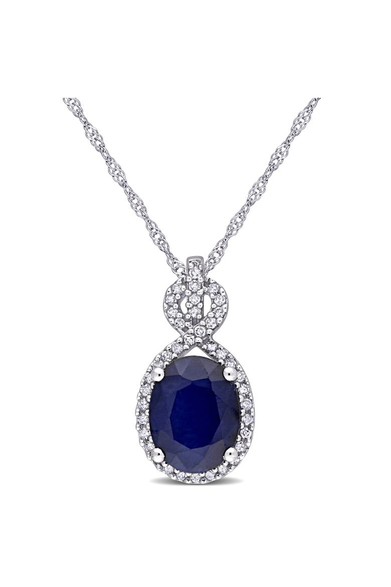 Gemstone & Diamond Infinity Halo Necklace 10K, Main, color, Sapphire