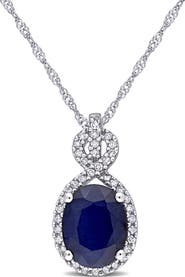 Julianna B. Gemstone & Diamond Infinity Halo Necklace 10K