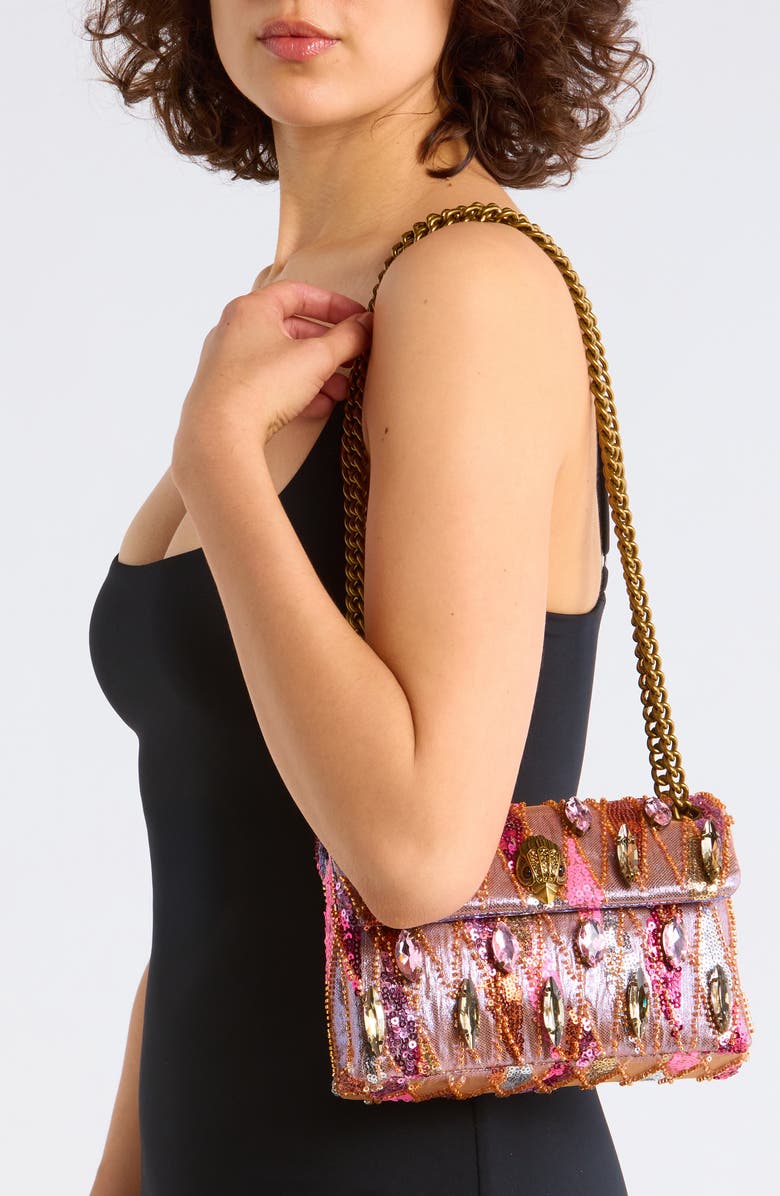 Kurt Geiger London Mini Kensington Sequin Shoulder Bag, Alternate, color, Pink Comb
