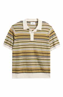 NN07 Noam 6689 Textured Stripe Linen Polo Sweater