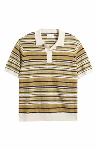 NN07 Noam 6689 Textured Stripe Linen Polo Sweater