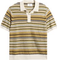 NN07 Noam 6689 Textured Stripe Linen Polo Sweater