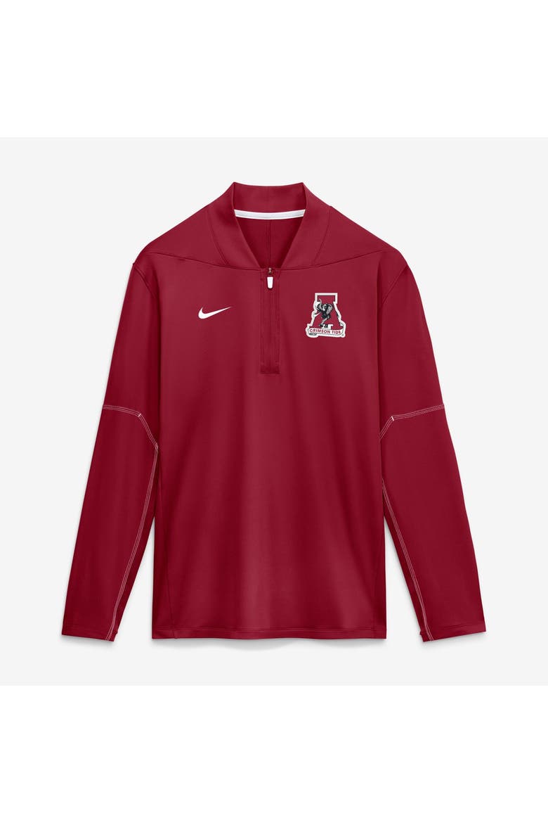 Men's Nike Crimson Alabama Crimson Tide 2026 Sideline Midweight Half-Zip Dri-FIT Pullover, Main, color, Crimson