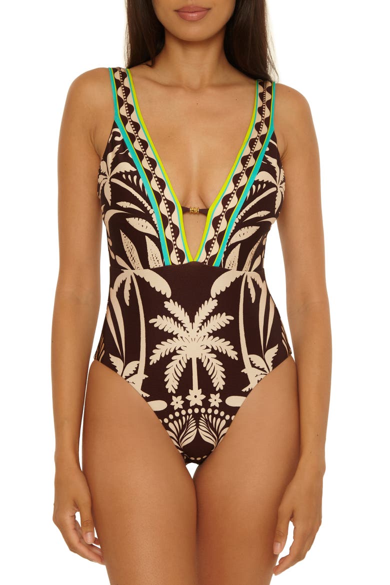 Syros Plunge One-Piece Swimsuit, Main, color, MULTI