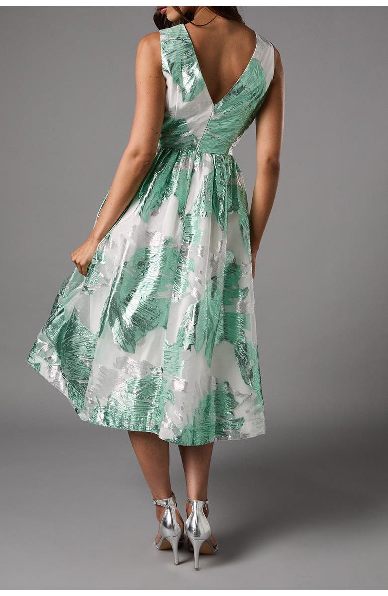 Coast Jacquard Fit And Flare Midi Dress, Alternate, color, Green