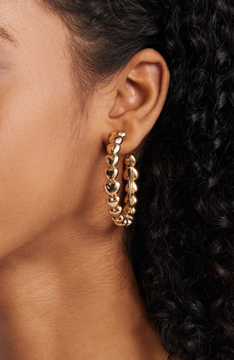 Open Edit Puffy Heart Hoop Earrings, Alternate, color, Gold