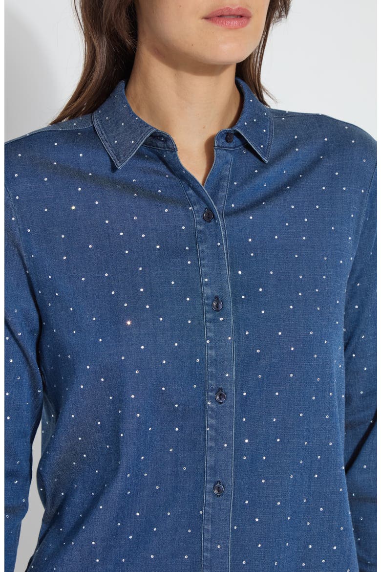 Crystal Chambray Shirt, Alternate, color, DARK MID WASH