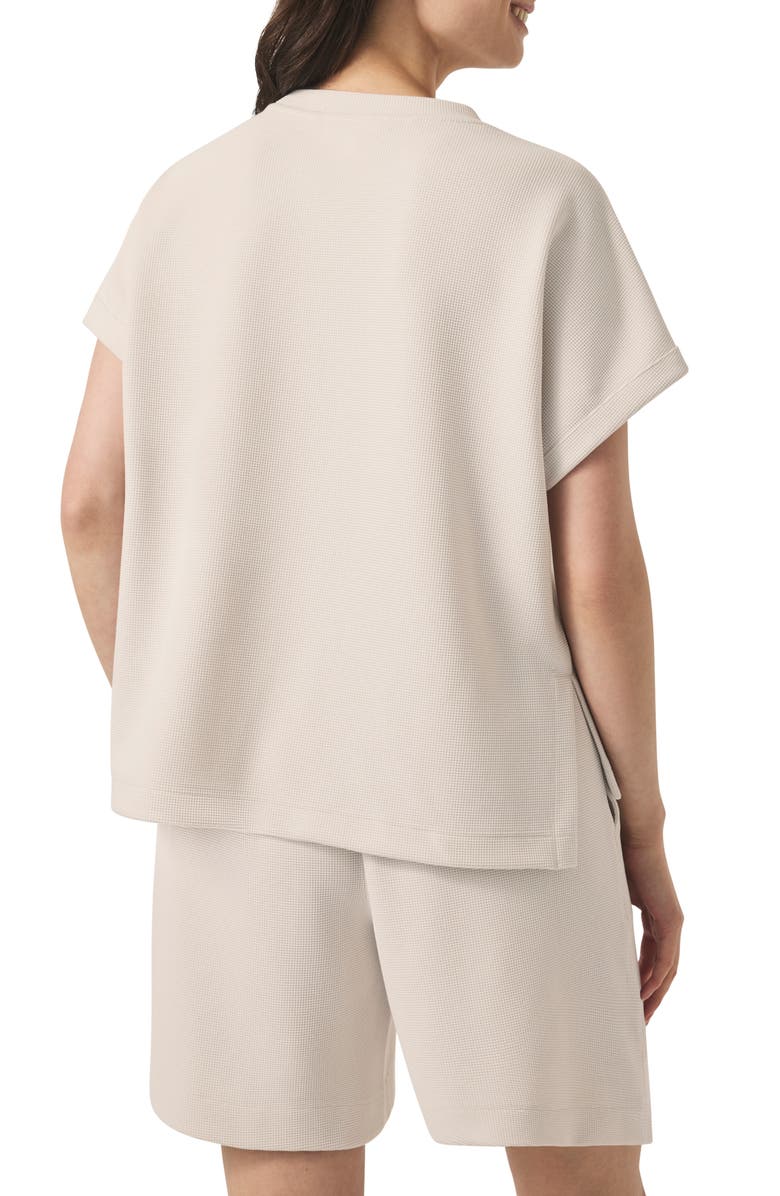 Splendid Waffle Scuba Knit Short Sleeve Sweatshirt, Alternate, color, Moonstone