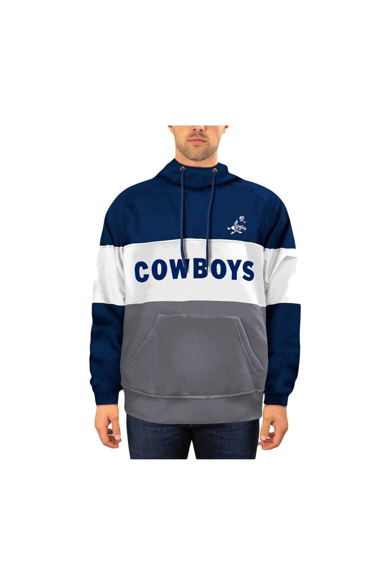 Men's New Era Navy/White Dallas Cowboys Big & Tall Retro Joe Fleece Pullover Hoodie, Main, color, Navy