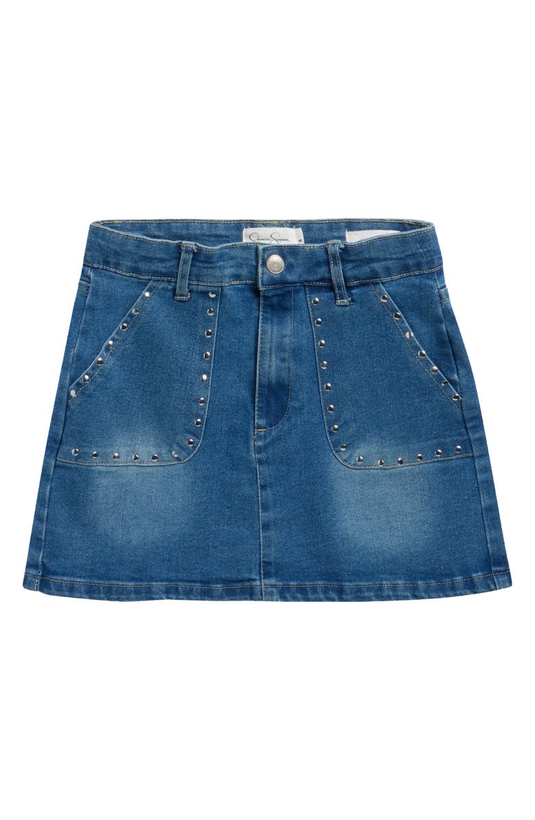 Jessica Simpson Kids' Rhinestone Denim Skirt, Main, color, Medium Wash