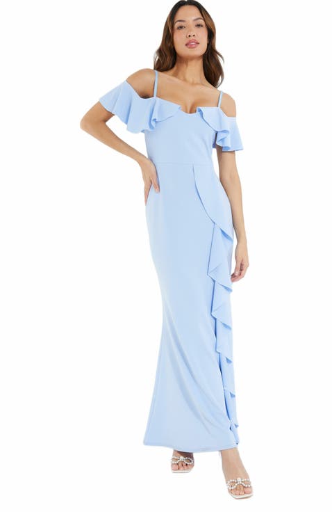 Scuba Crepe Cold Shoulder Maxi Dress