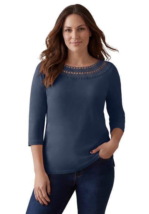 Crochet Trim Boatneck Tunic