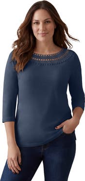 Jessica London Crochet Trim Boatneck Tunic
