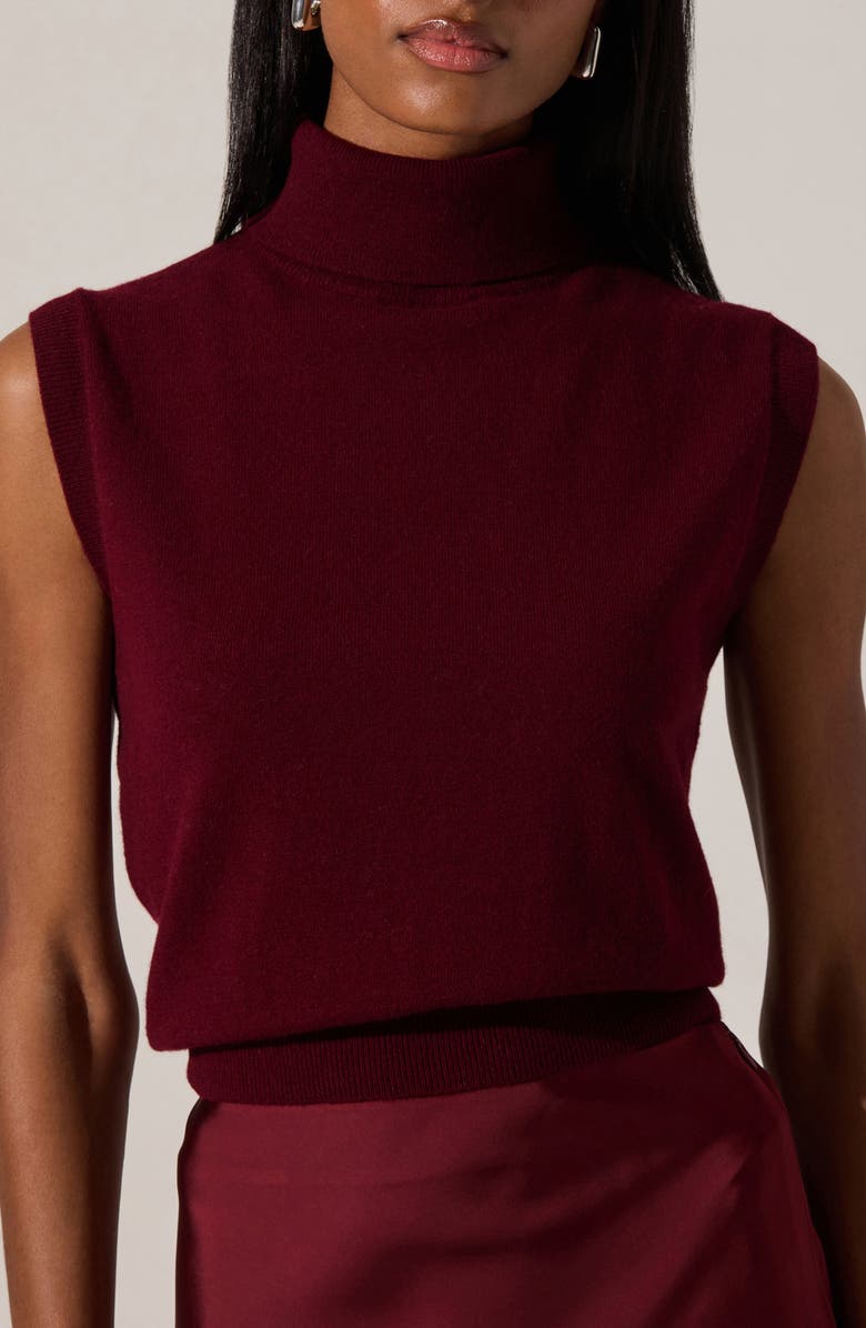 ASTR the Label Avah Turtleneck Wool Blend Sweater Vest, Alternate, color, Wine