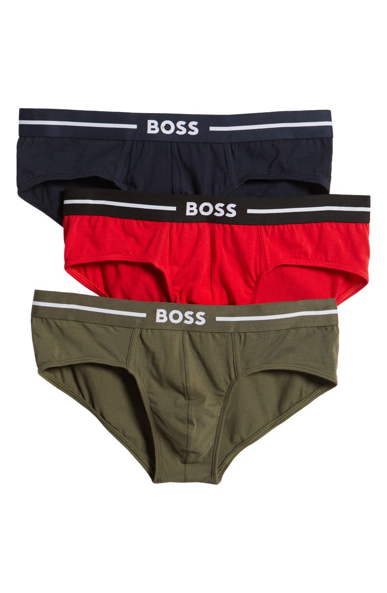 BOSS Assorted 3-Pack Stretch Cotton Briefs, Alternate, color, 