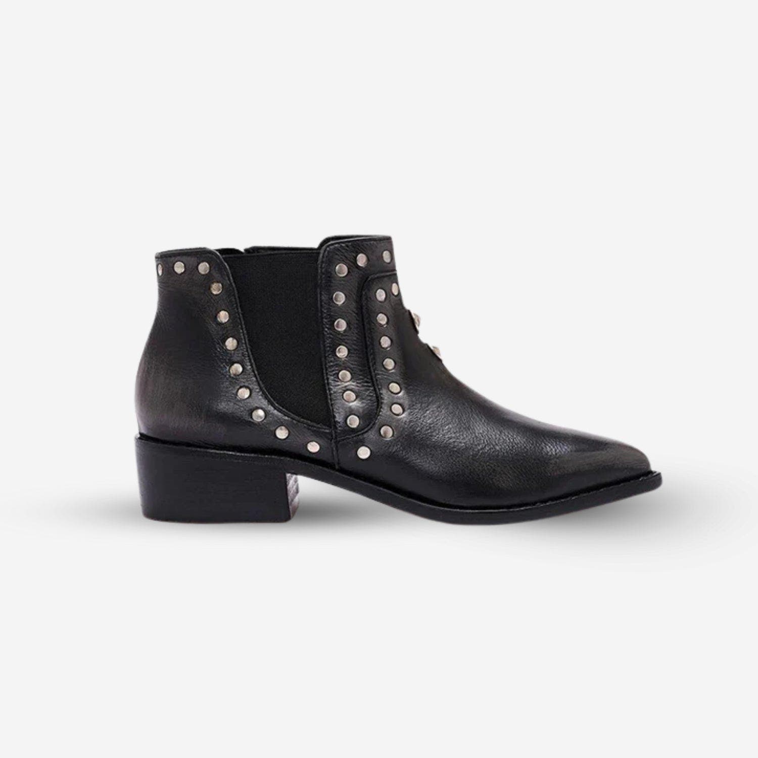 Take It or Leave It Studded Leather Chelsea Boot, Alternate, color, Black