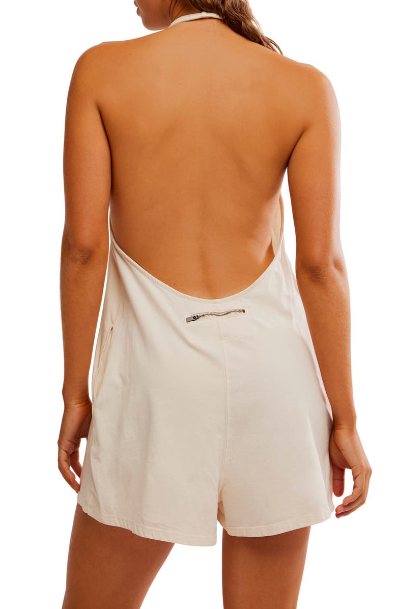 Free People FP Movement Hot Shot Halter Romper, Alternate, color, Ivory