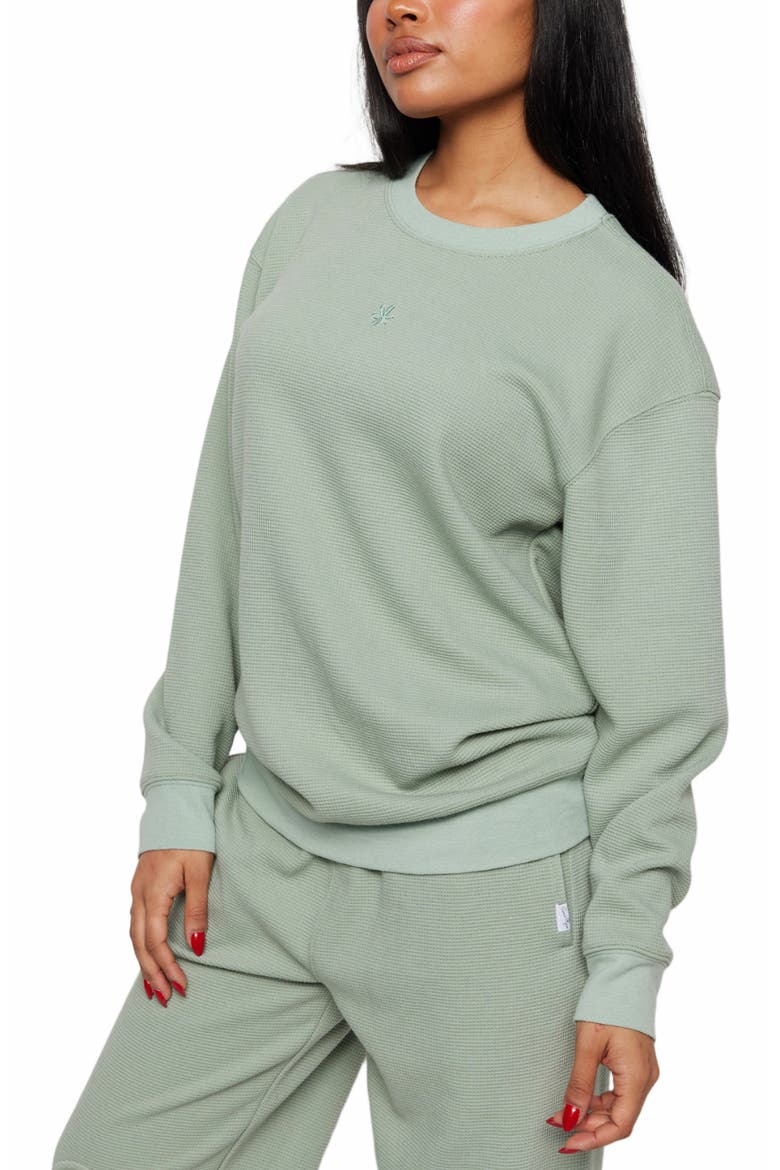 SMILEY THERMAL CREWNECK, Alternate, color, GREEN