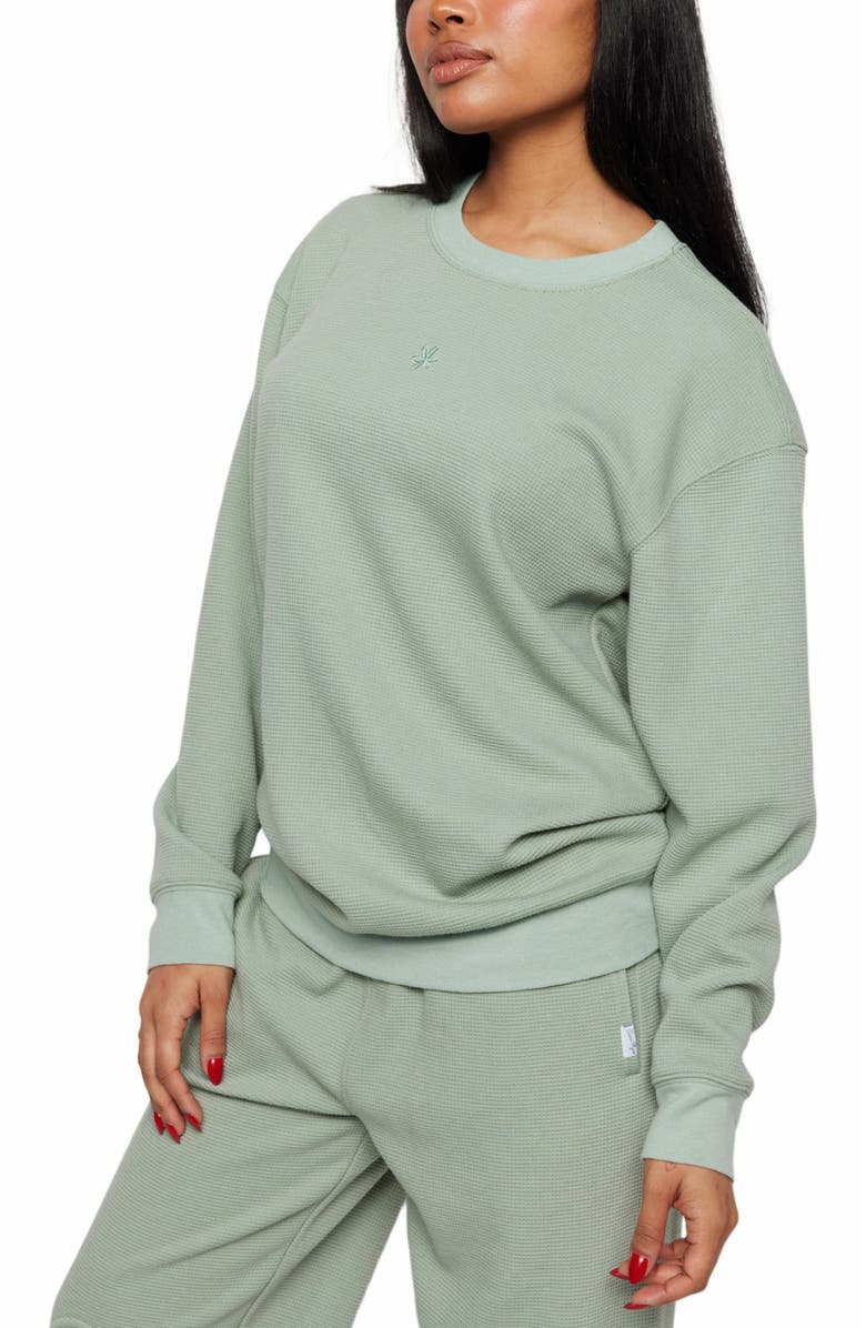 Samii Ryan SMILEY THERMAL CREWNECK, Alternate, color, Green