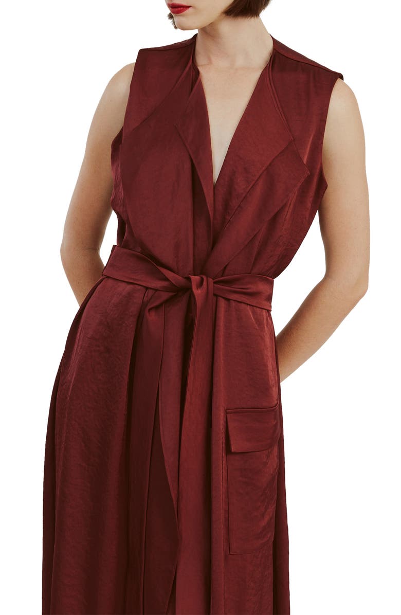 Bardot Lanza Tie Belt Dress, Alternate, color, Burgundy