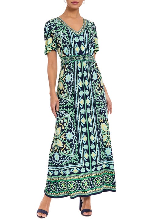 V-Neck Short Sleeve Maxi Dress