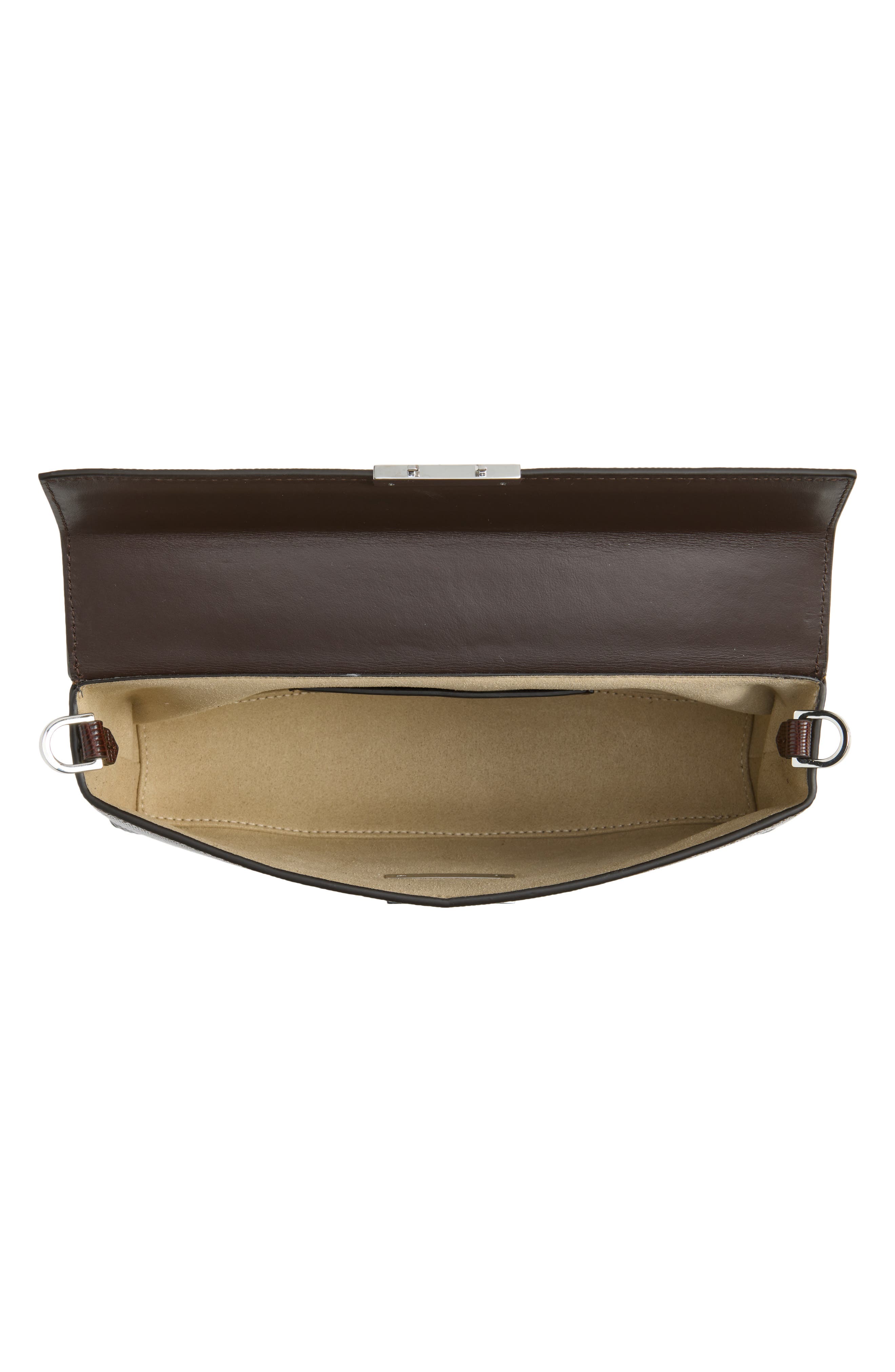 Clip Lizard Embossed Leather Bag, Alternate, color, BROWN