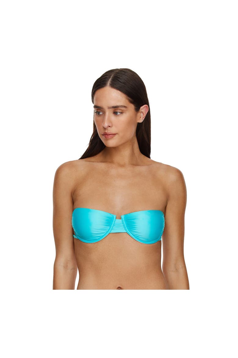 Satin Touch Underwire Bandeau Bikini Top, Main, color, Aqua-Blue