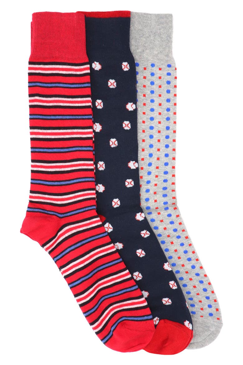 Cotton Blend Crew Socks - Pack of 3, Main, color, MEDIUM GREY