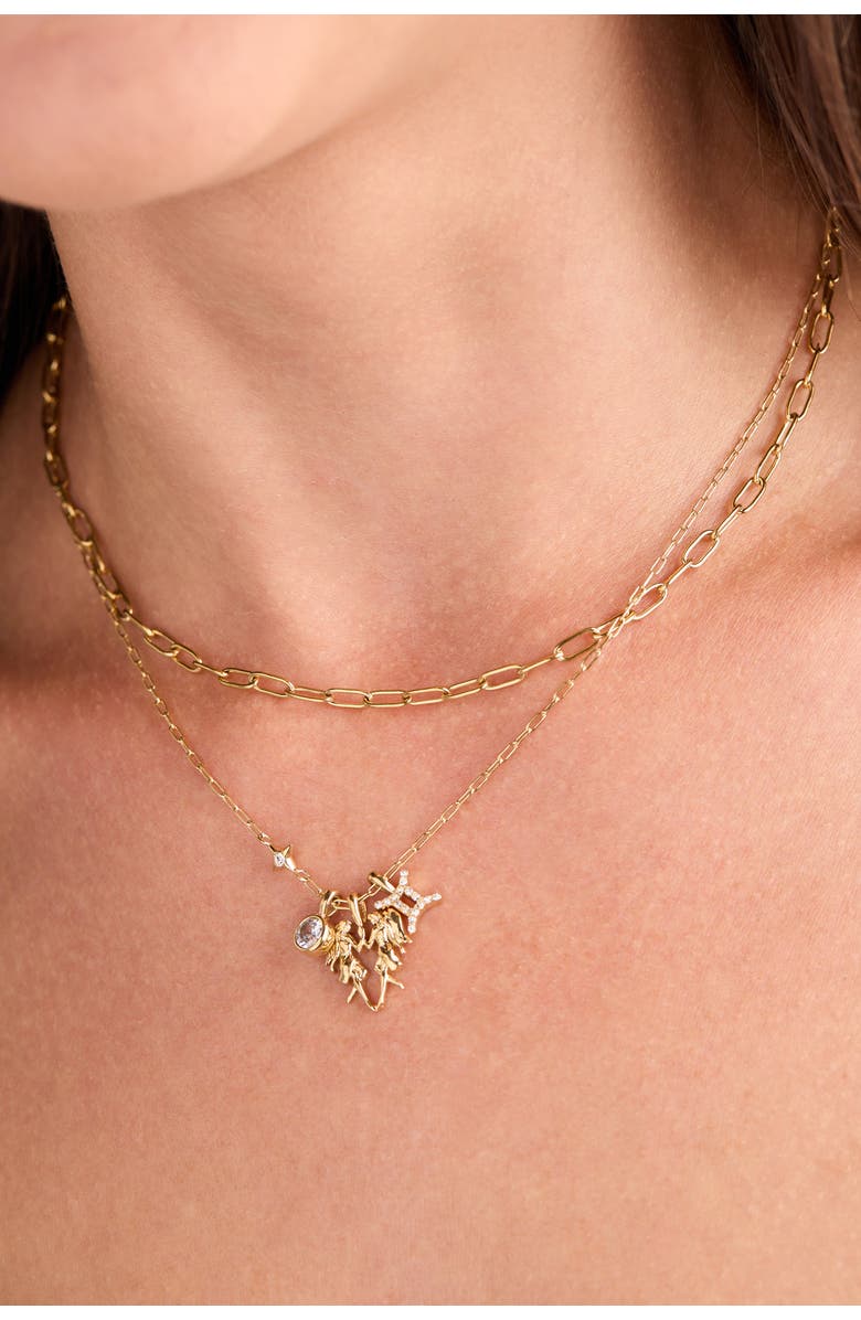 Alex and Ani Gemini Zodiac Charm Cluster Necklace, Alternate, color, Gold