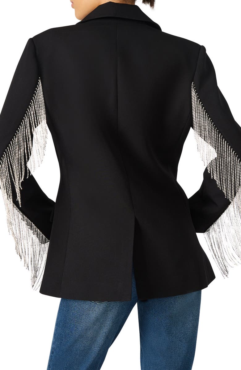 Steve Madden Gem Fringe Blazer, Alternate, color, Black