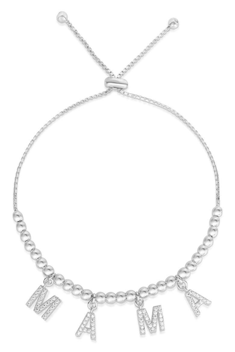 CZ 'Mama' Chain Slider Bracelet, Main, color, SILVER