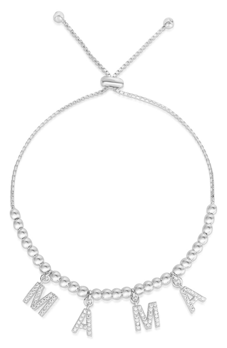 GLAZE JEWELRY CZ 'Mama' Chain Slider Bracelet, Main, color, Silver