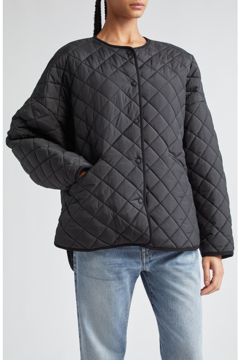 Totême Oversize Quilted Jacket, Alternate, color, BLACK 200