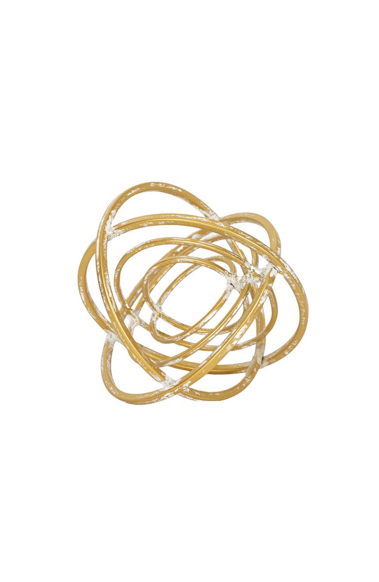 Foreside Home and Garden Multiple Ring Decorative Orb Brass Metal, Main, color, Gold