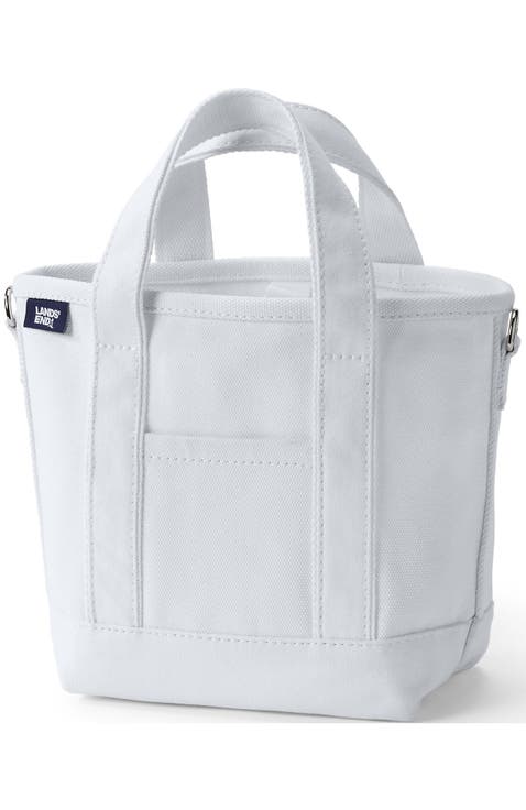 Lands’ End Canvas Open Top Tote Bag  Regular & Long Handle Carry All - Stylish  for Work  Travel  Beach  Errands  Great Gift