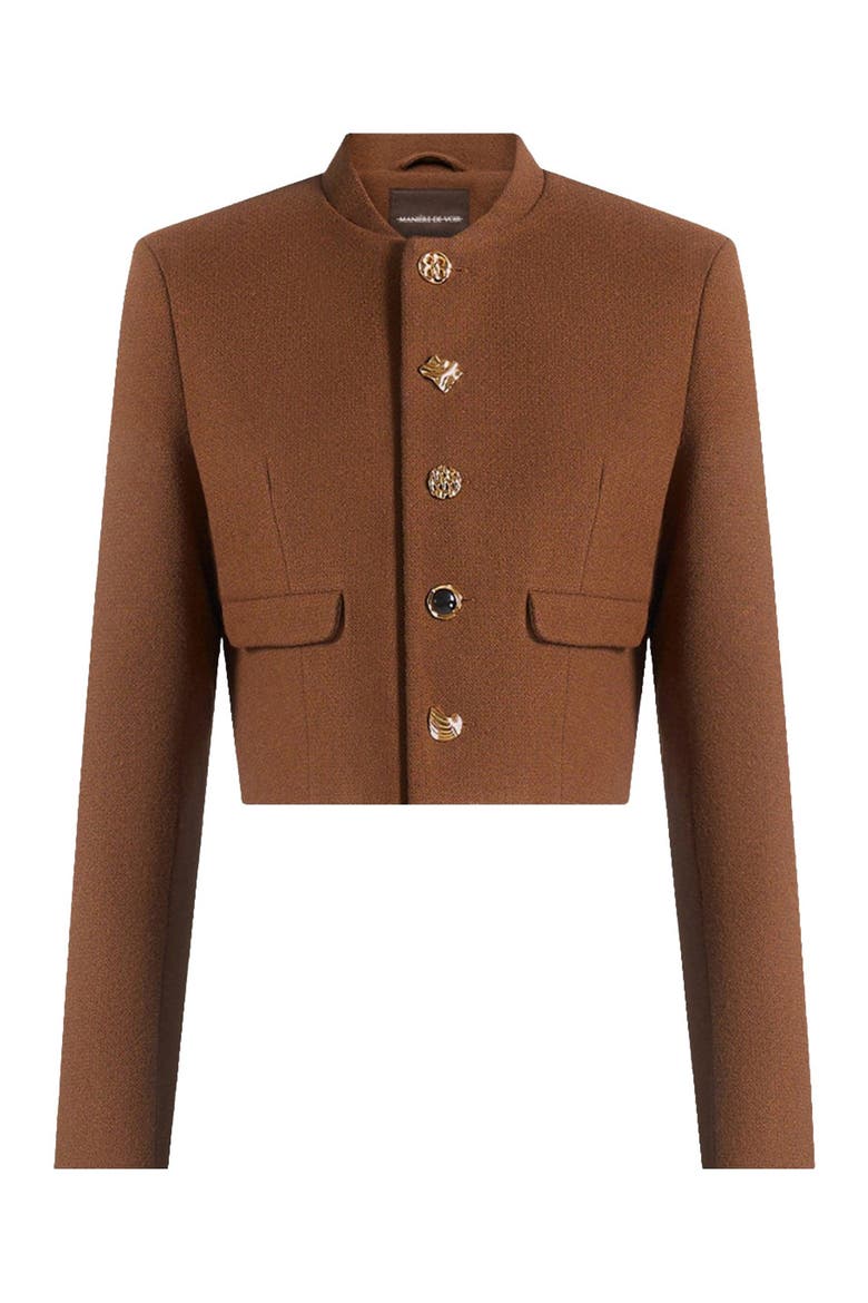 Evana Structured Wool Jacket With Mixed Buttons, Alternate, color, Rust