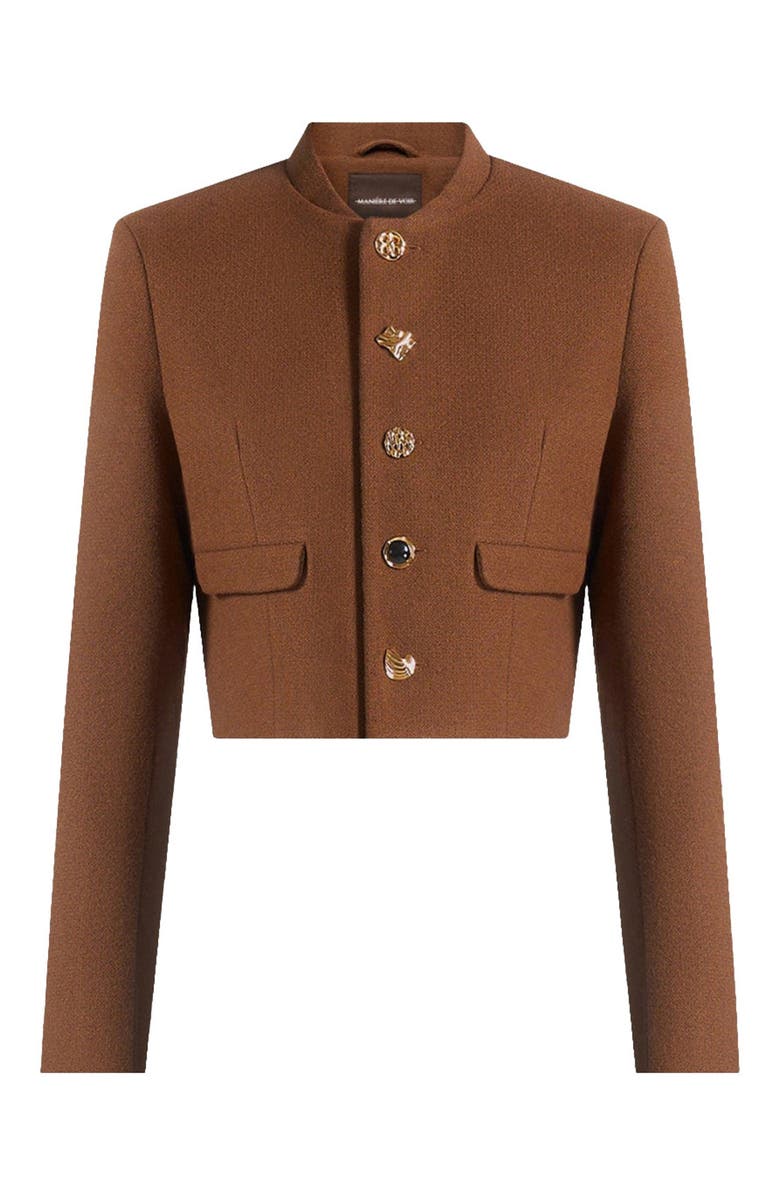 Manière De Voir Evana Structured Wool Jacket With Mixed Buttons, Alternate, color, Rust
