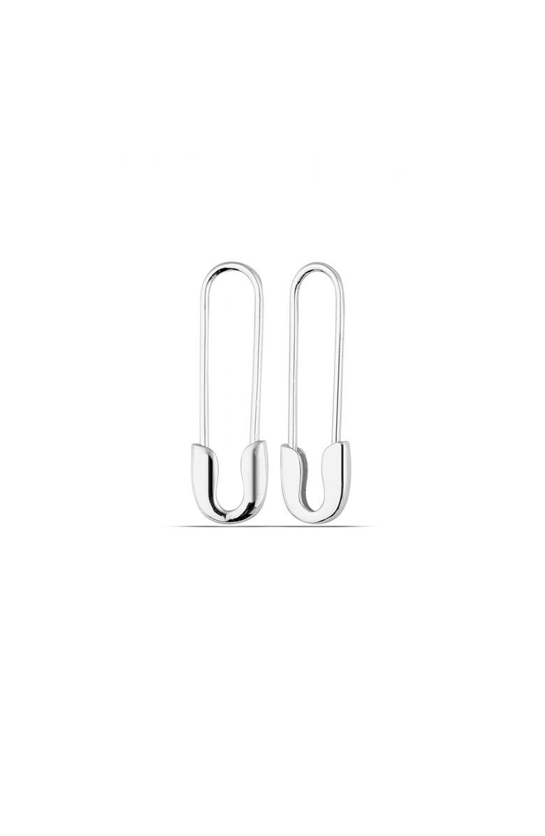 Spero London Sterling Silver Safety Pin Earring, Main, color, Silver