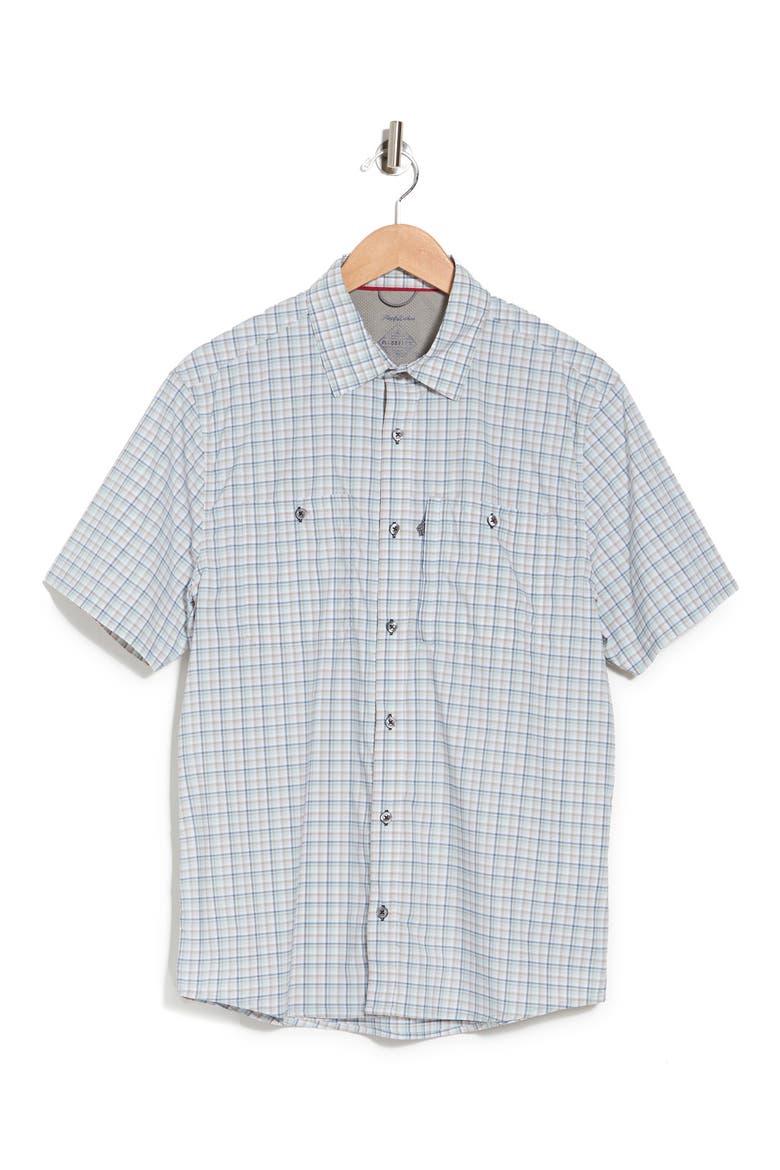 FLAG AND ANTHEM Mini Plaid Print Short Sleeve Shirt, Alternate, color, BLUE/ GREY