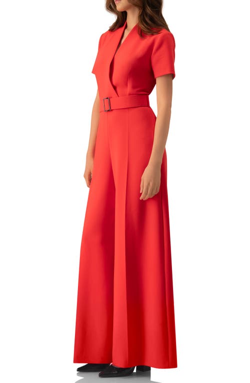 Ivonne Red Wide-leg Belted Jumpsuit In Red