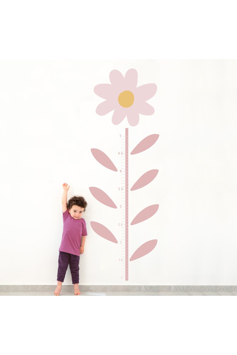 Daisy Dreams Flower Growth Chart Wall Decals/Stickers, Alternate, color, Pink