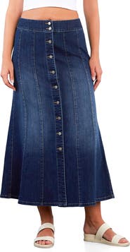 Wash Lab Denim Stretch Denim Maxi Skirt
