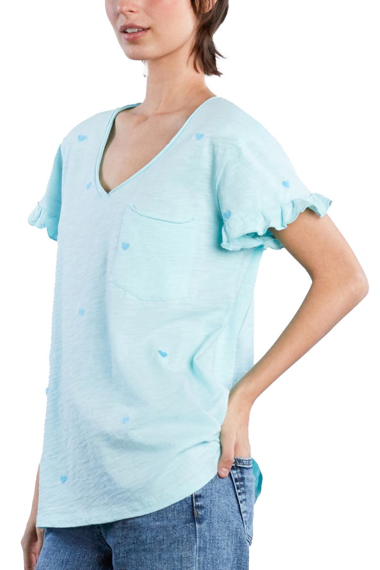 Sweetheart Embroidered Cotton T-Shirt, Alternate, color, FAIR AQUA